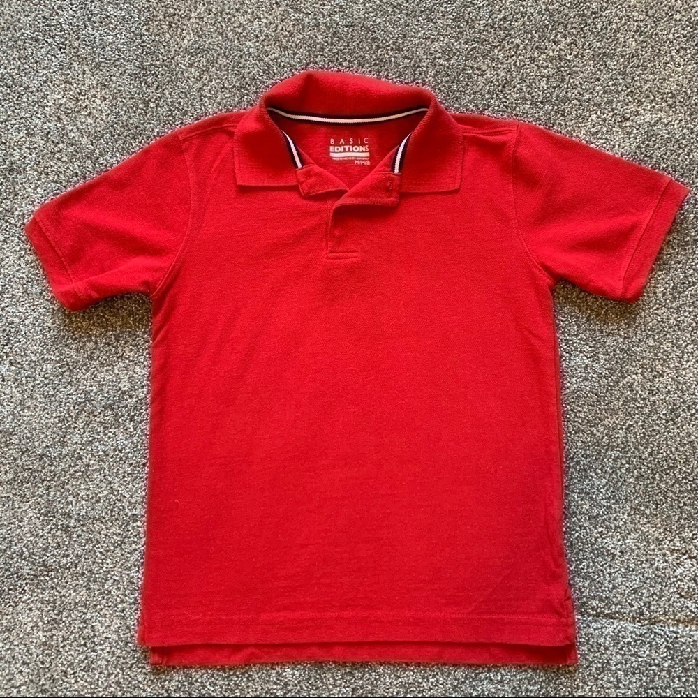 Basic Editions Red Polo Top - M (8)